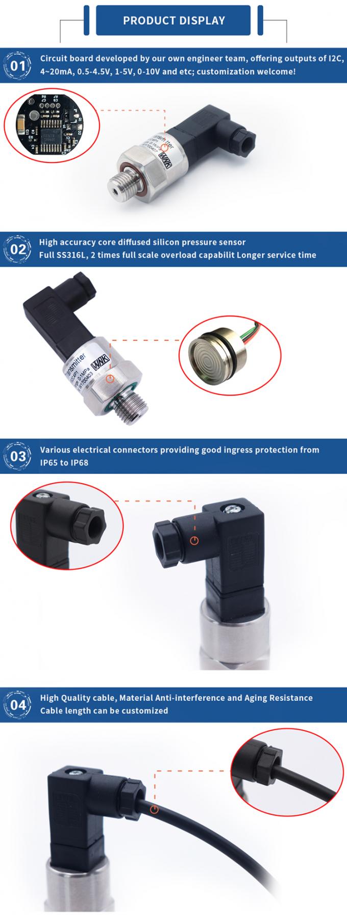 preço industrial do sensor da pressão de água 4-20ma para o gás líquido e o vapor